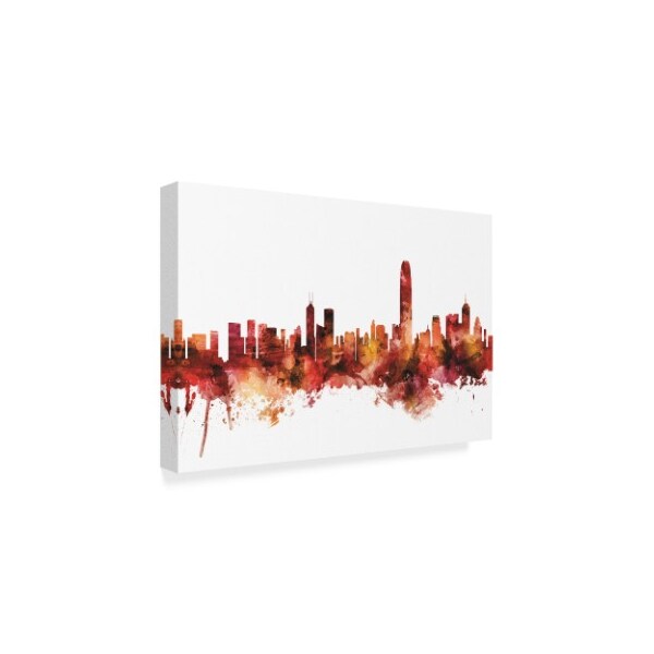 Michael Tompsett 'Hong Kong Skyline Red' Canvas Art,30x47